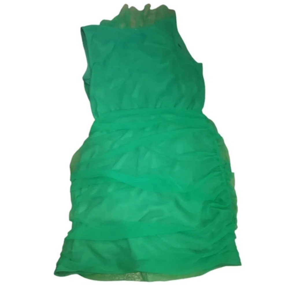 Anthropologie btfl life kelly Green sleeveless Ruffle Mini Dress S occassion - Picture 5 of 10